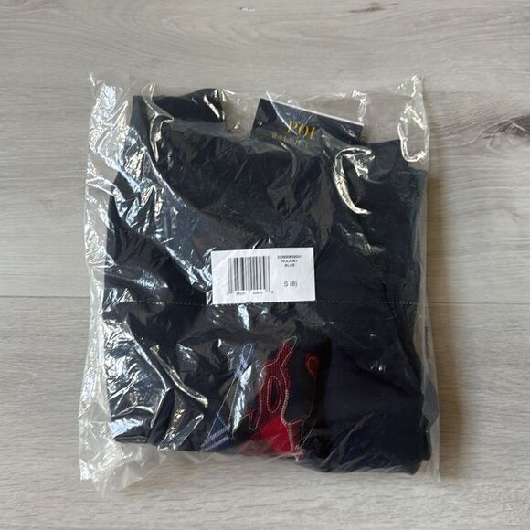 Polo Ralph Lauren boys plaid big pony fleece hoodie‎ size S (8) Navy NWT in pkg - Picture 4 of 7